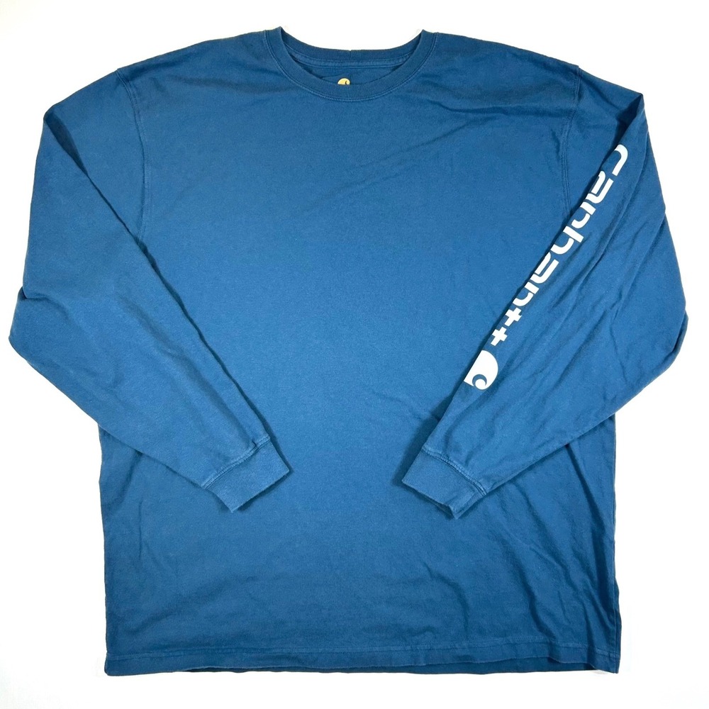 Carhartt Mens Blue Long Sleeve Graphic Logo T-Shirt XL Original Fit K231 984
